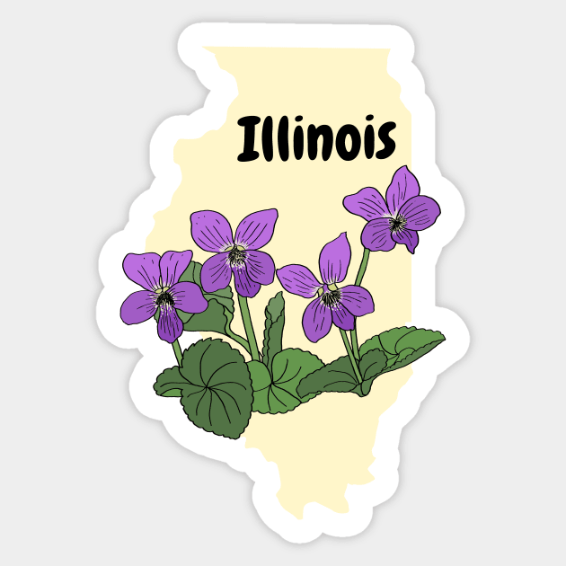 Illinois Flower Common Blue Violet Sticker by SunburstGeo